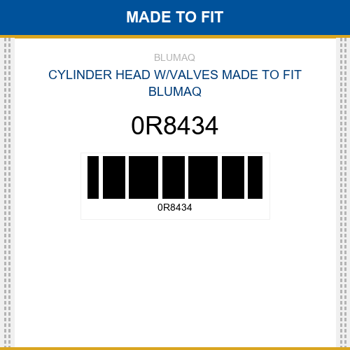 0R8434 Cylinder head w/valves Made to fit
