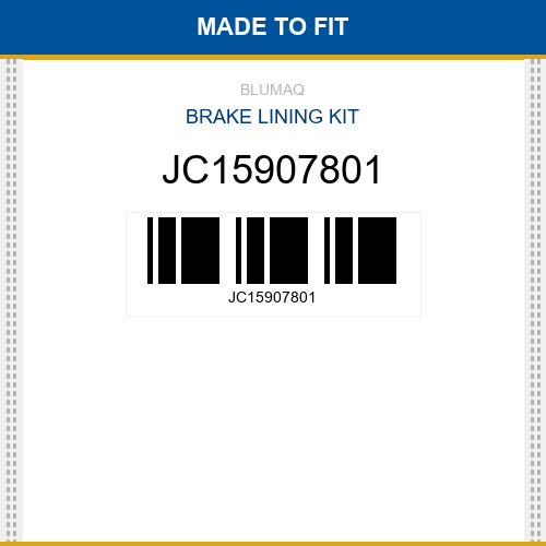 JC15907801 Brake lining kit Made to fit for JCB