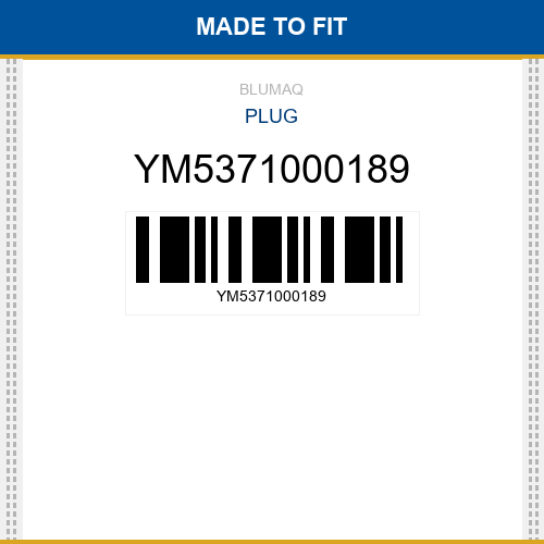 YM5371000189 Plug Made to fit for YANMAR