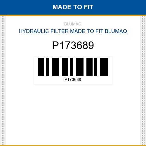 P173689 Hydraulic filter Made to fit for VARIOS