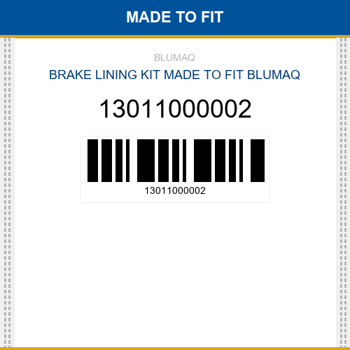 13011000002 Brake lining kit Made to fit for Daewoo - Doosan
