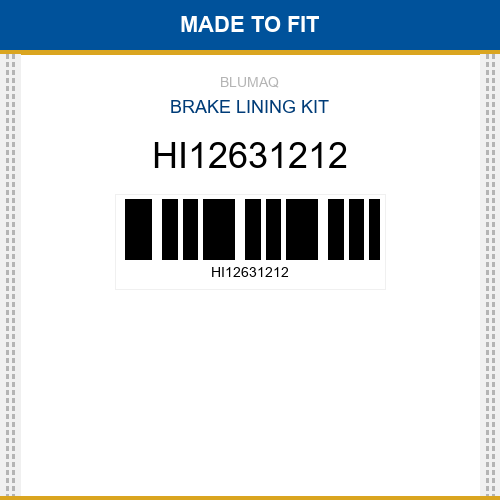 HI12631212 Brake lining kit Made to fit for HITACHI
