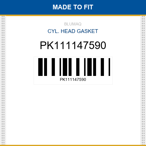 PK111147590 Cyl. head gasket Made to fit for PERKINS