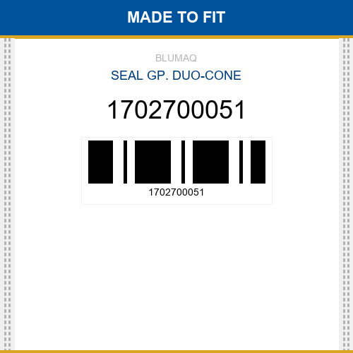1702700051 Seal gp. duo-cone Made to fit for KOMATSU