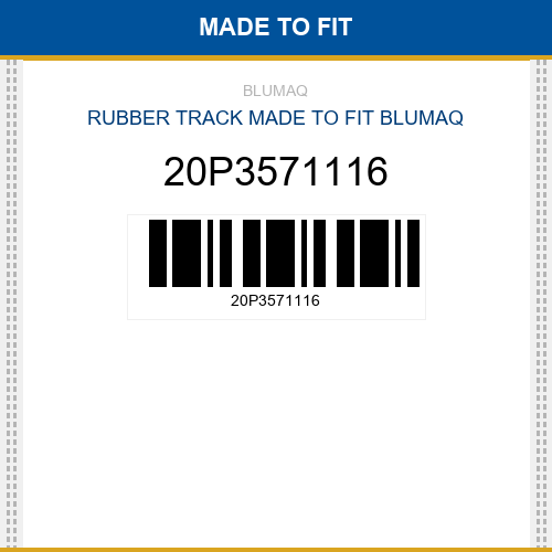 20P3571116 Rubber track Made to fit for KOMATSU