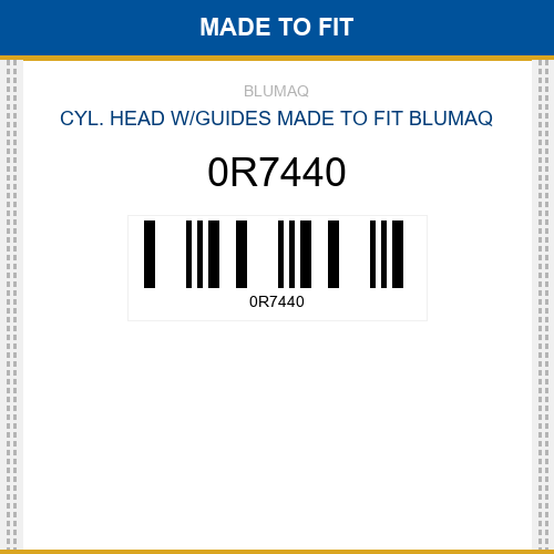 0R7440 Cyl. head w/guides Made to fit