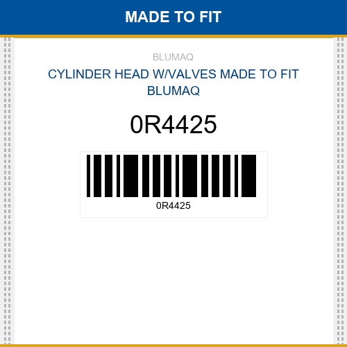 0R4425 Cylinder head w/valves Made to fit