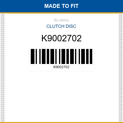K9002702 Clutch disc Made to fit for Daewoo - Doosan