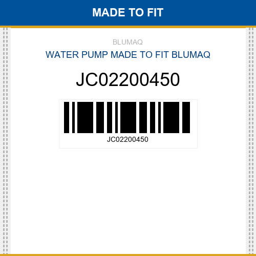JC02200450 Water pump Made to fit for JCB