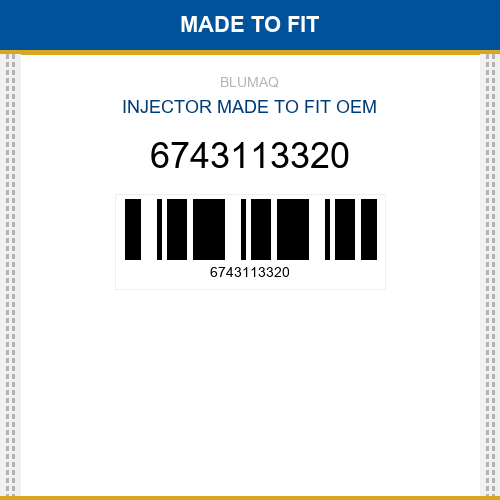 6743113320 Injector Made to fit for KOMATSU