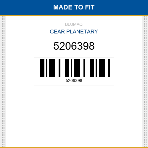 5206398 Gear planetary Made to fit