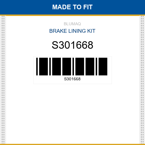 S301668 Brake lining kit Made to fit for CASE