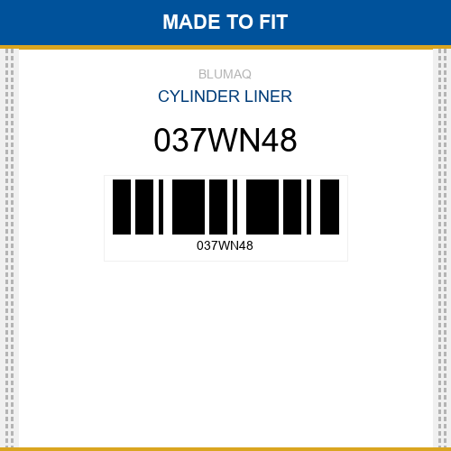 037WN48 Cylinder liner Made to fit for VARIOS