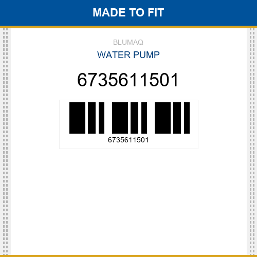 6735611501 Water pump Made to fit for KOMATSU