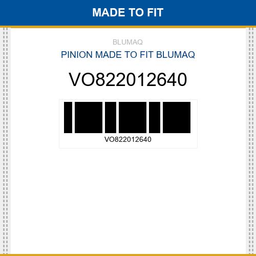 VO822012640 Pinion Made to fit for VOLVO