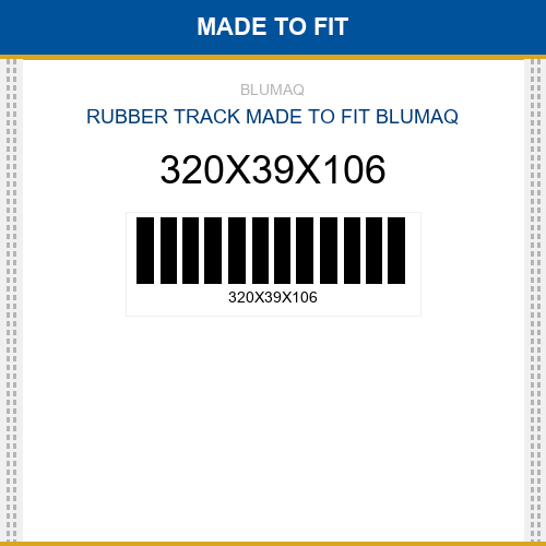 320X39X106 Rubber track Made to fit for VARIOS