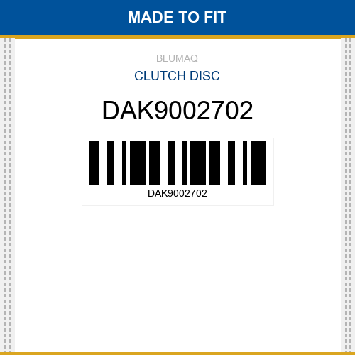 DAK9002702 Clutch disc Made to fit for Daewoo - Doosan