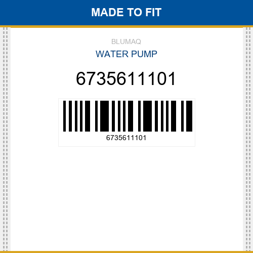 6735611101 Water pump Made to fit for KOMATSU