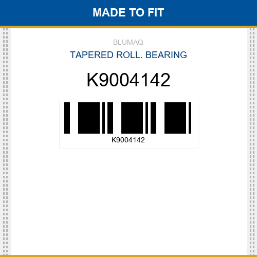 K9004142 Tapered roll. bearing Made to fit for Daewoo - Doosan