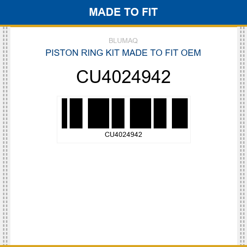 CU4024942 Piston ring kit Made to fit for CUMMINS