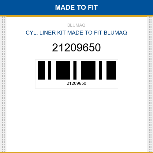 21209650 Cyl. liner kit Made to fit for VOLVO