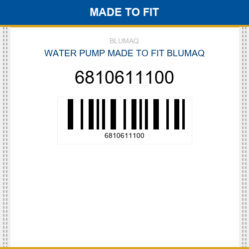 6810611100 Water pump Made to fit for KOMATSU