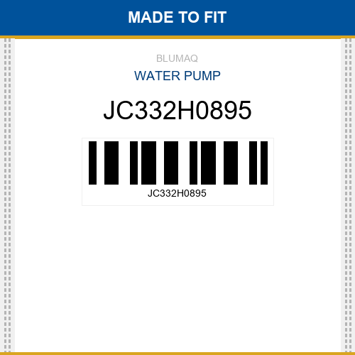 JC332H0895 Water pump Made to fit for JCB