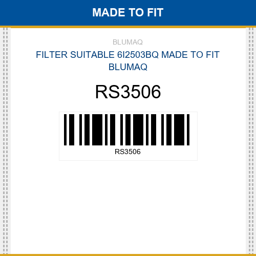 RS3506 Filter suitable 6i2503bq Made to fit for VARIOS