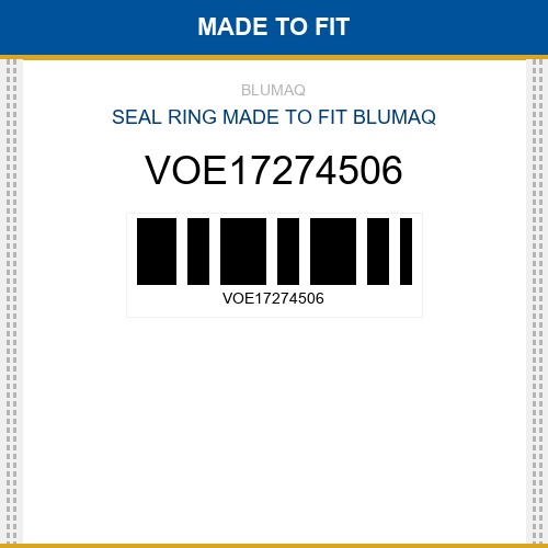 VOE17274506 Seal ring Made to fit for VOLVO
