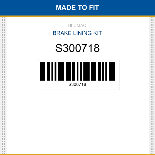 S300718 Brake lining kit Made to fit for CASE