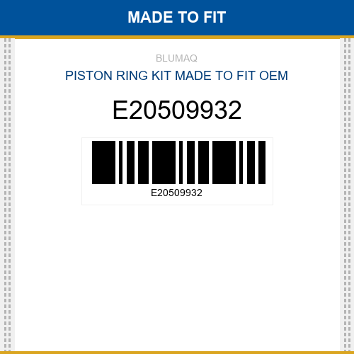 E20509932 Piston ring kit Made to fit for VOLVO