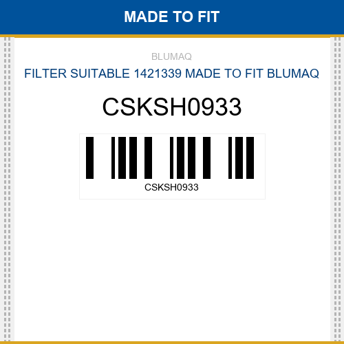 CSKSH0933 Filter suitable 1421339 Made to fit for CASE