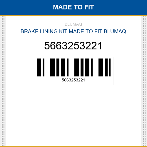 5663253221 Brake lining kit Made to fit