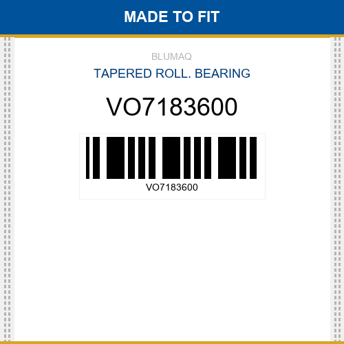 VO7183600 Tapered roll. bearing Made to fit for VOLVO