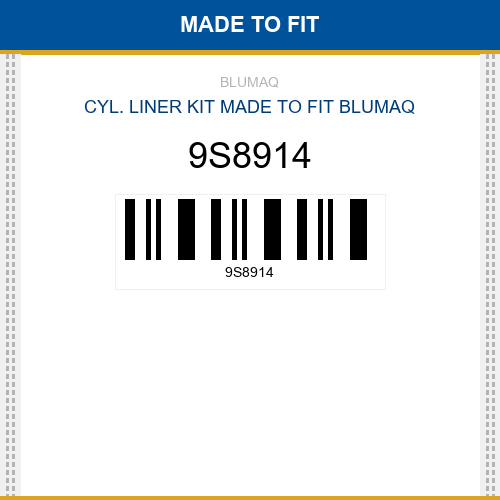 9S8914 Cyl. liner kit Made to fit for CATERPILLAR