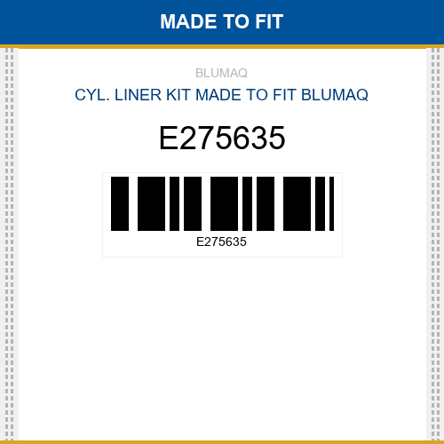 E275635 Cyl. liner kit Made to fit for VOLVO