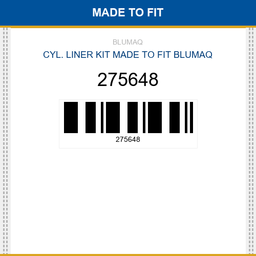 275648 Cyl. liner kit Made to fit for VOLVO