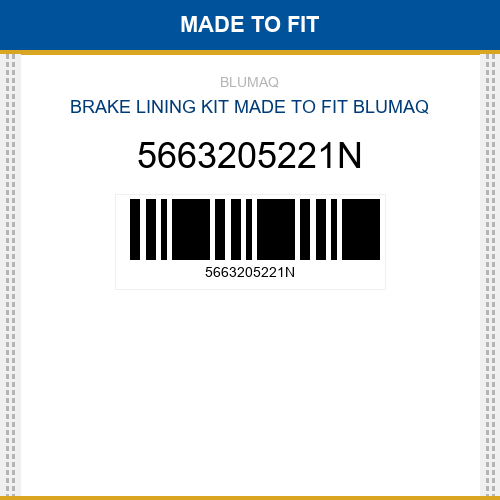5663205221N Brake lining kit Made to fit