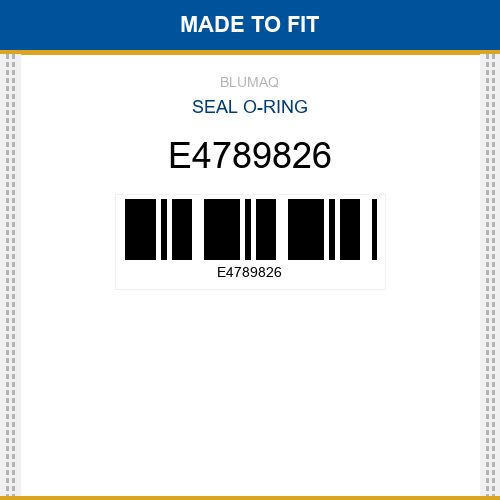 E4789826 Seal o-ring Made to fit for VOLVO