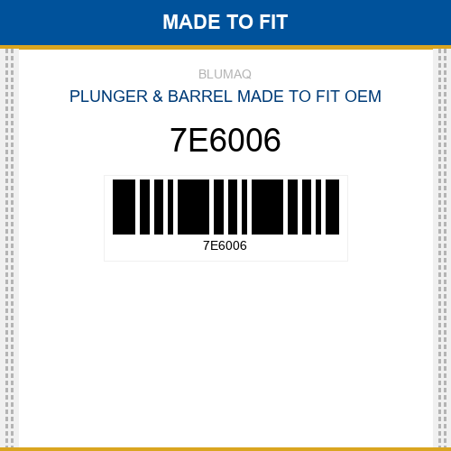 7E6006 Plunger & barrel Made to fit for CATERPILLAR