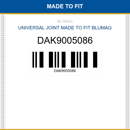 DAK9005086 Universal joint Made to fit for Daewoo - Doosan