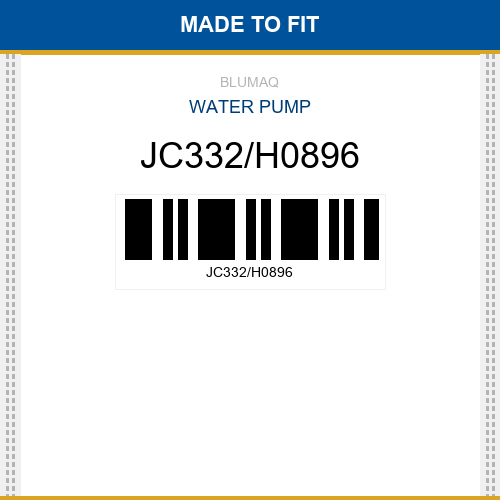 JC332/H0896 Water pump Made to fit for JCB