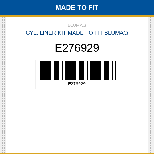 E276929 Cyl. liner kit Made to fit for VOLVO