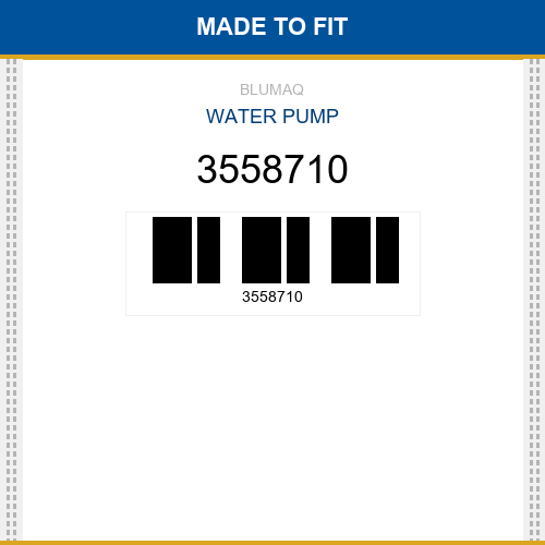 3558710 Water pump Made to fit