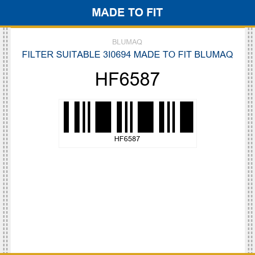 HF6587 Filter suitable 3i0694 Made to fit for CASE