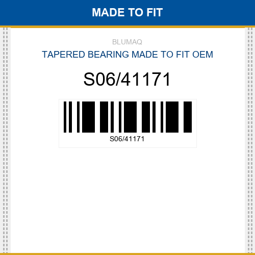 S06/41171 Tapered bearing Made to fit for VARIOS