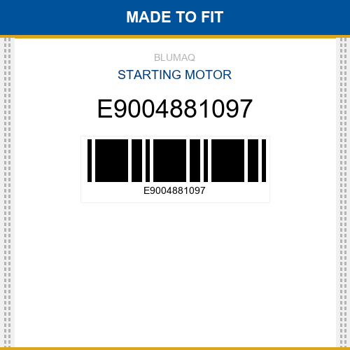 E9004881097 Starting motor Made to fit for VOLVO