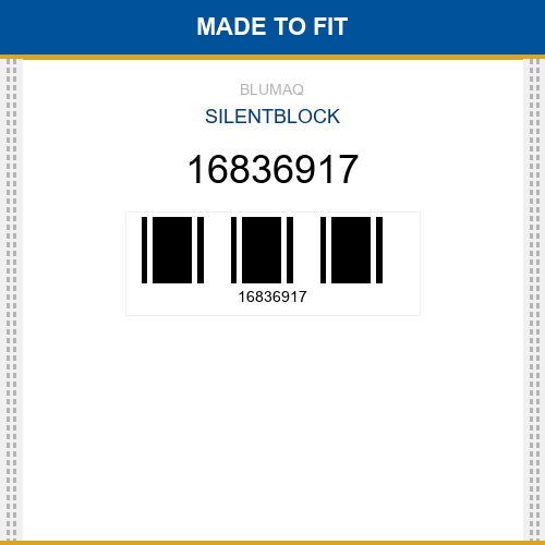 16836917 Silentblock Made to fit for VOLVO