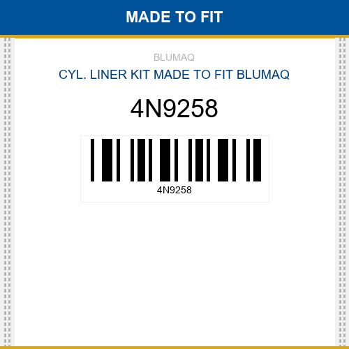 4N9258 Cyl. liner kit Made to fit for CATERPILLAR