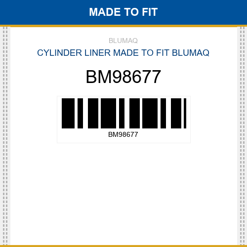 BM98677 Cylinder liner Made to fit for CUMMINS